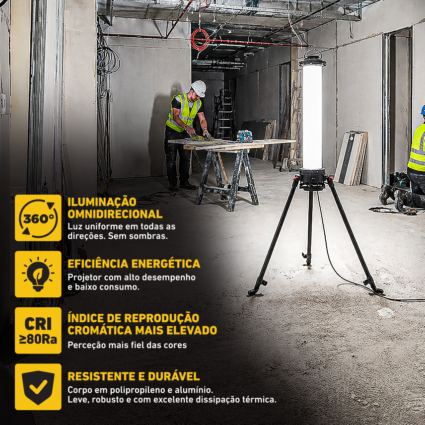 Projetor LED Tubular de Obra 360º PECOL
